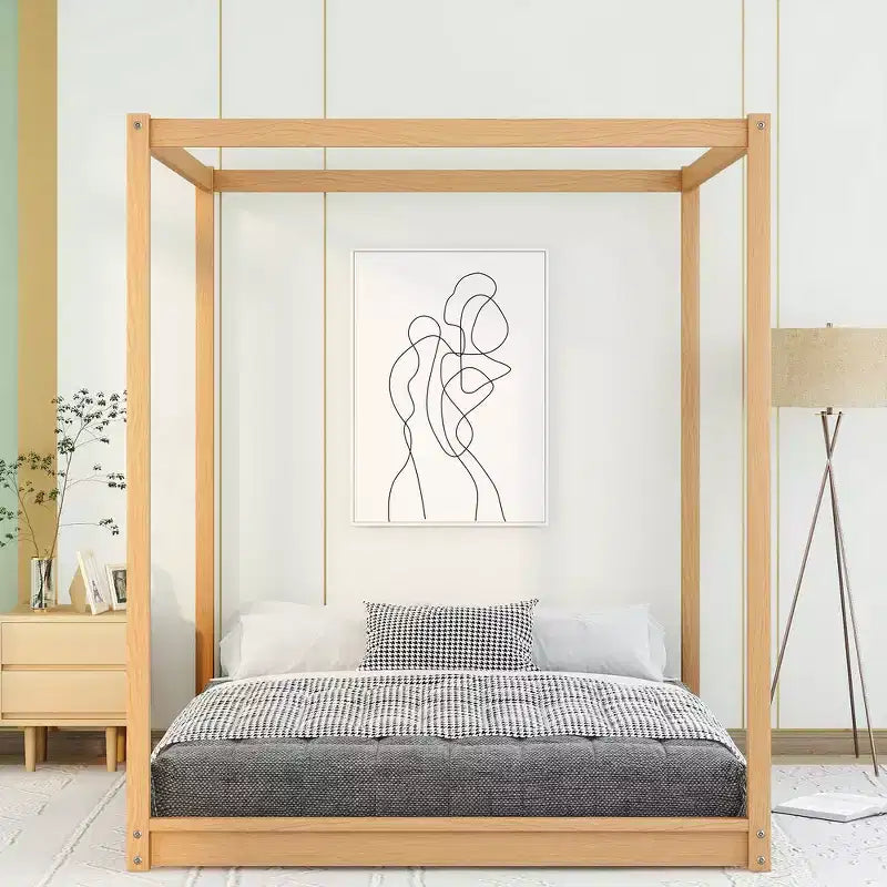 Whisen Queen Size Canopy Platform Bed with Support Legs