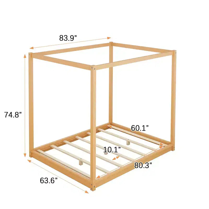 Whisen Queen Size Canopy Platform Bed with Support Legs