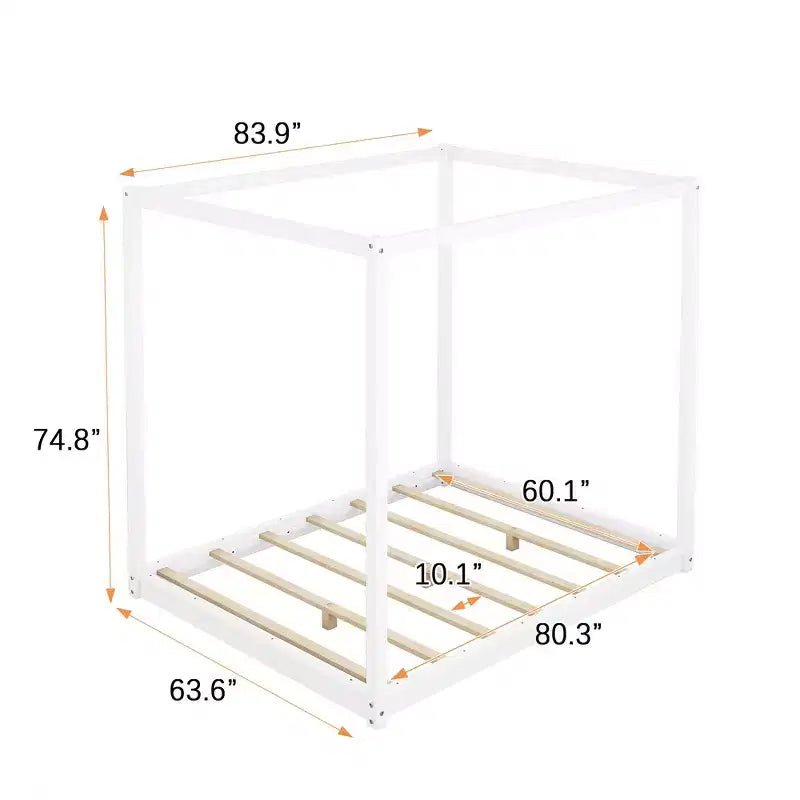 Whisen Queen Size Canopy Platform Bed with Support Legs