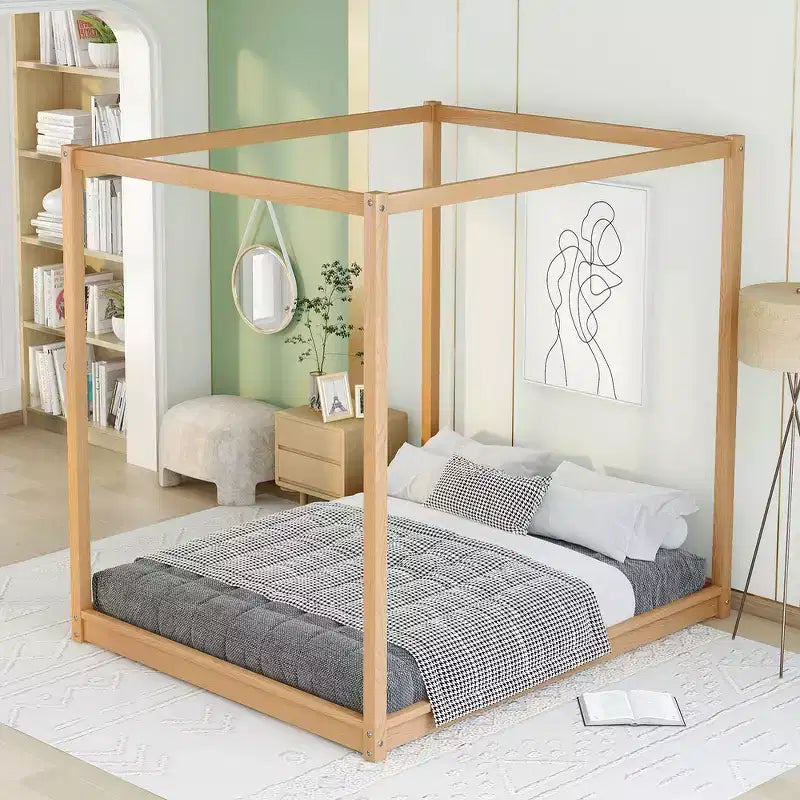 Whisen Queen Size Canopy Platform Bed with Support Legs