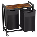 2-Bag Laundry Sorter Hamper with Removable Waterproof Bags and Shelf, Rolling Wheels or Adjustable Feet, 22.4 Gal Storage Organizer