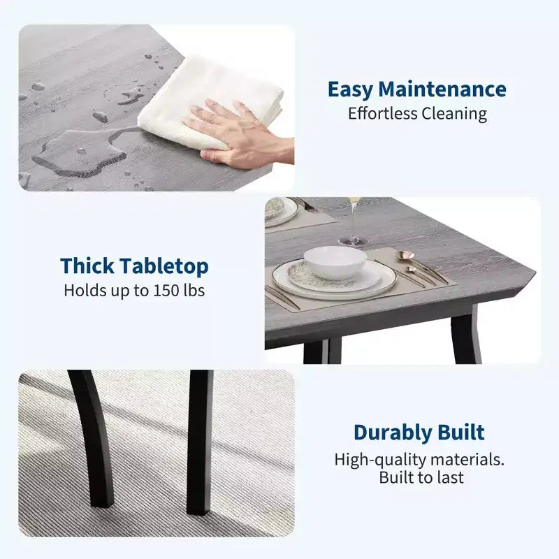 Ensemble table à manger pour 4 personnes, avec 2 bancs rembourrés