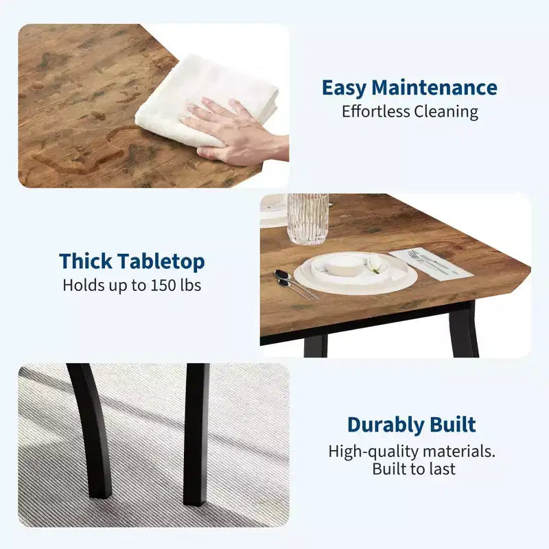 Ensemble table à manger pour 4 personnes, avec 2 bancs rembourrés