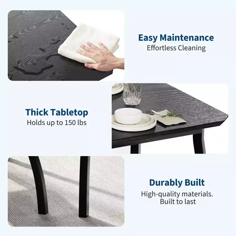 Ensemble table à manger pour 4 personnes, avec 2 bancs rembourrés