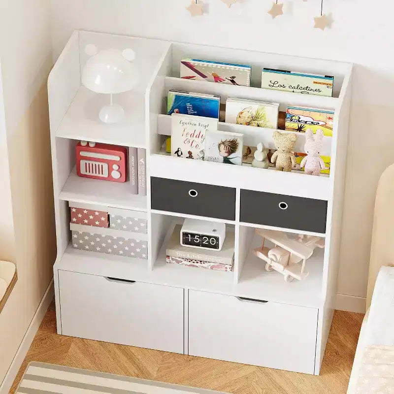 Acekool Kids Bookshelf with Drawers, 47.8 Toy Storage Organizer, Modern Bookcase with Cubbies and Cabinet for Playroom, Nursery, Kids Room
