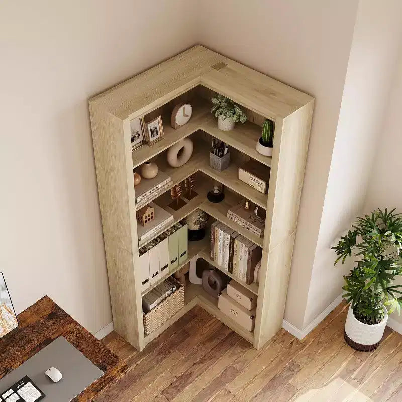 Acekool Corner Bookshelf, 71.8 Tall L-Shaped 5-Tier Bookcase, Farmhouse Display Shelf, Large Heavy Duty Storage for Living Room, Office
