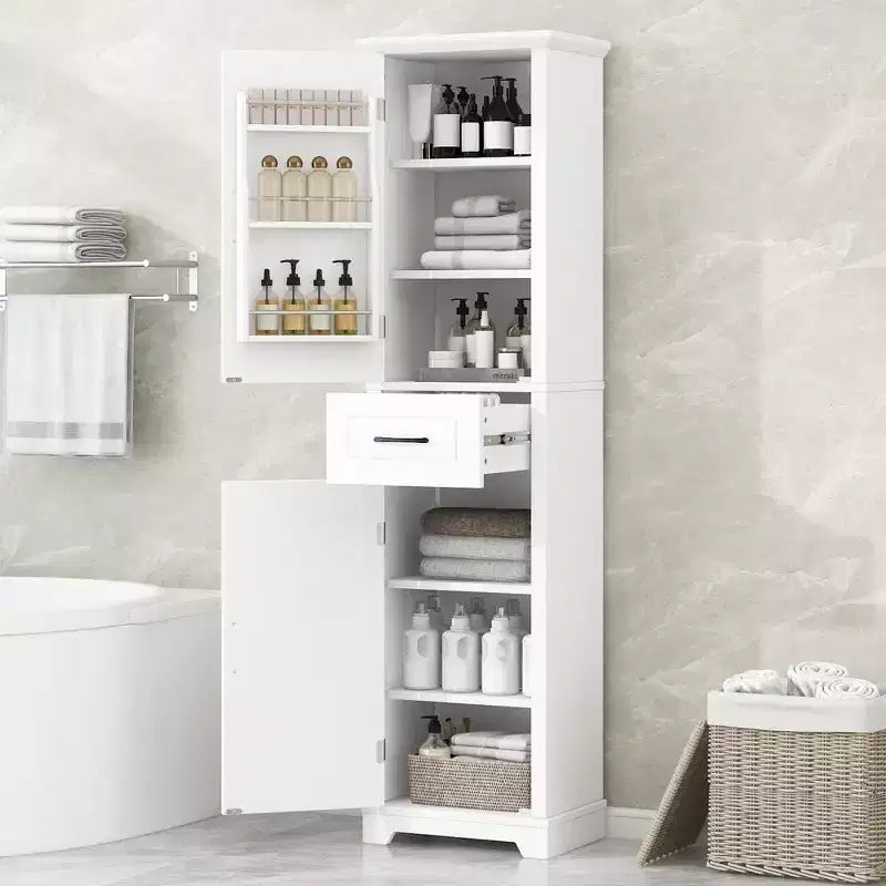 Whisen Tall Bathroom Cabinet with 2 Doors & Adjustable Shelves