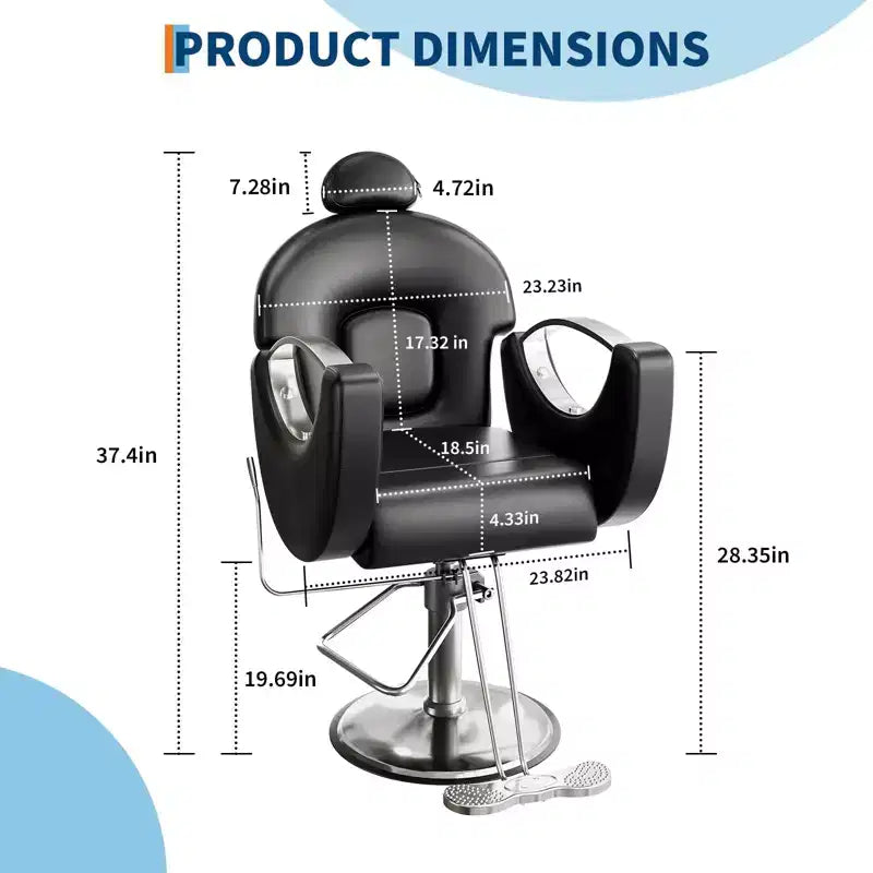 360Swivel Barber Chair Salon Chair, Height Adjustable Reclining Barber Chair, Spa Beauty Equipment, Heavy Duty Swivel Styling Chair