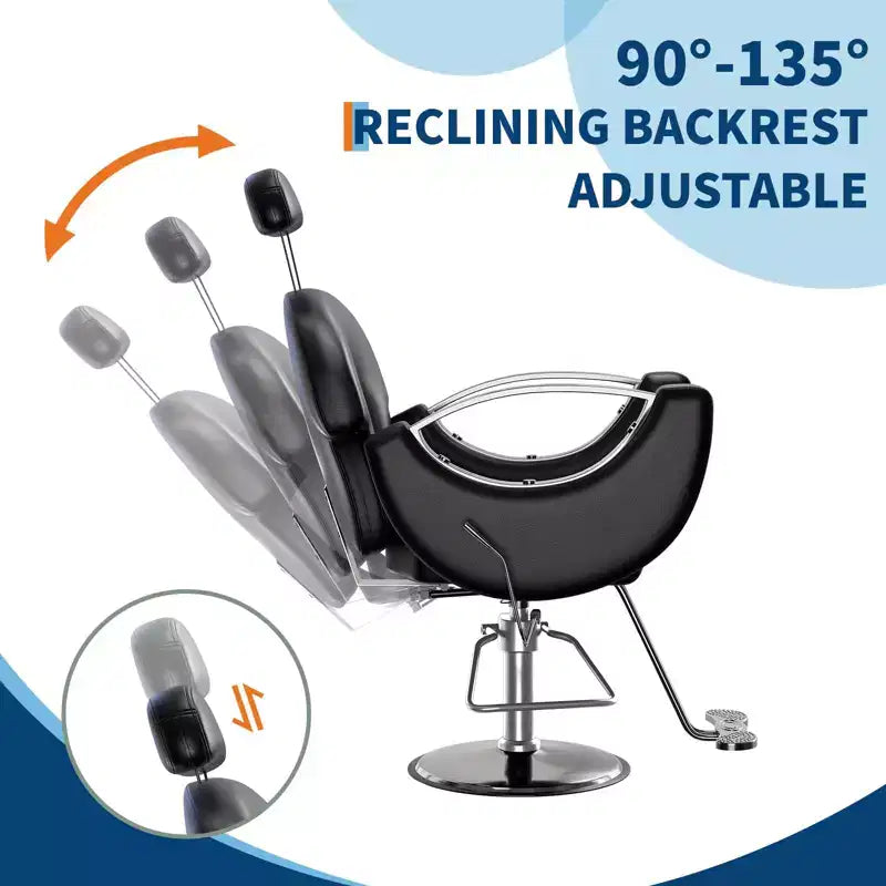 360Swivel Barber Chair Salon Chair, Height Adjustable Reclining Barber Chair, Spa Beauty Equipment, Heavy Duty Swivel Styling Chair
