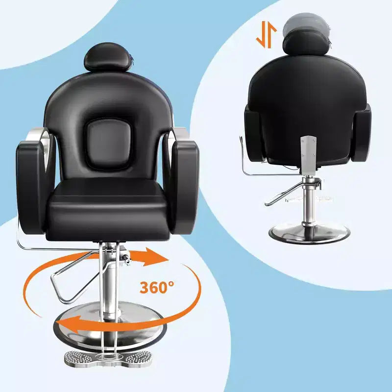 360Swivel Barber Chair Salon Chair, Height Adjustable Reclining Barber Chair, Spa Beauty Equipment, Heavy Duty Swivel Styling Chair