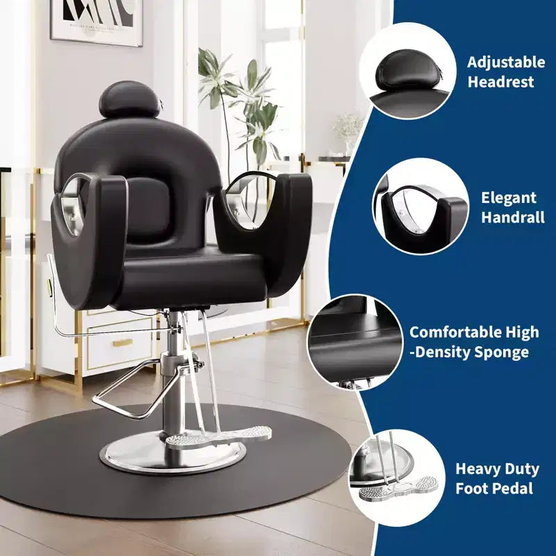 360Swivel Barber Chair Salon Chair, Height Adjustable Reclining Barber Chair, Spa Beauty Equipment, Heavy Duty Swivel Styling Chair