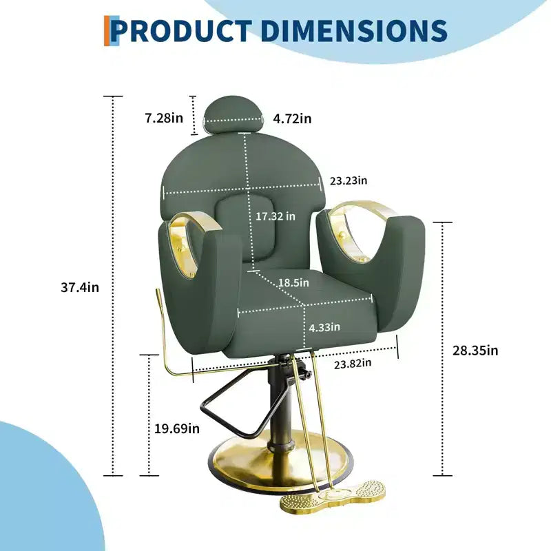 360Swivel Barber Chair Salon Chair, Height Adjustable Reclining Barber Chair, Spa Beauty Equipment, Heavy Duty Swivel Styling Chair