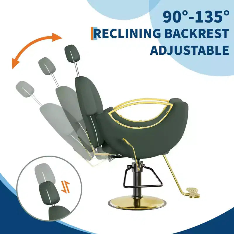 360Swivel Barber Chair Salon Chair, Height Adjustable Reclining Barber Chair, Spa Beauty Equipment, Heavy Duty Swivel Styling Chair