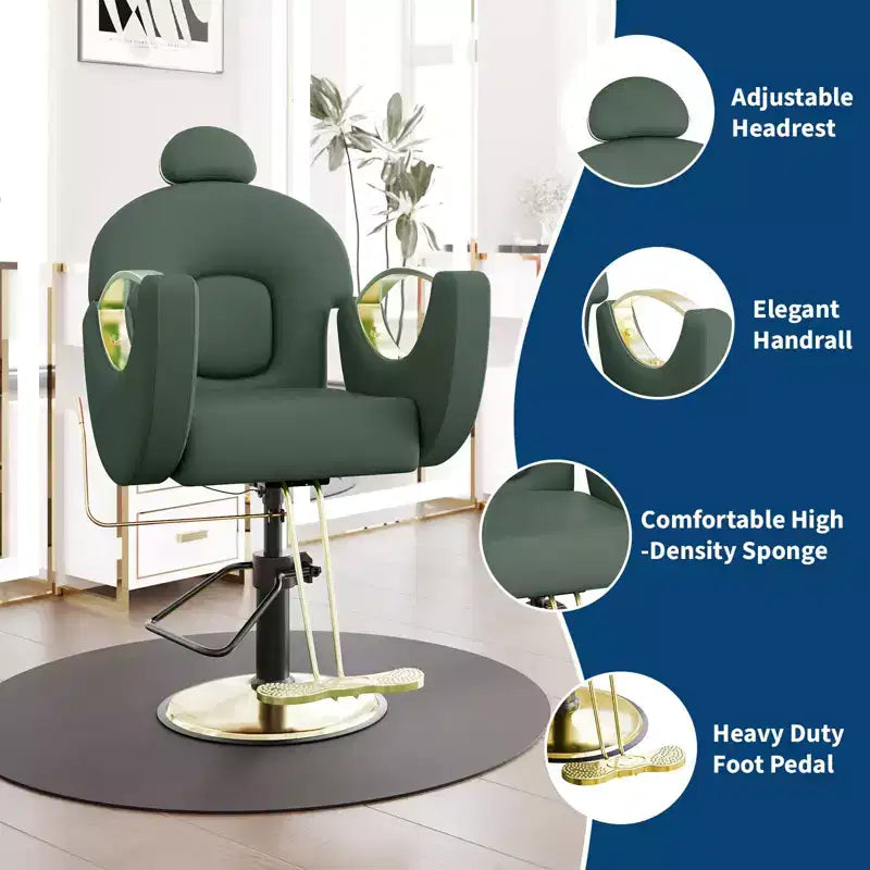 360Swivel Barber Chair Salon Chair, Height Adjustable Reclining Barber Chair, Spa Beauty Equipment, Heavy Duty Swivel Styling Chair
