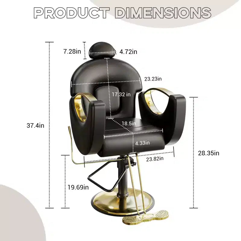 360Swivel Barber Chair Salon Chair, Height Adjustable Reclining Barber Chair, Spa Beauty Equipment, Heavy Duty Swivel Styling Chair
