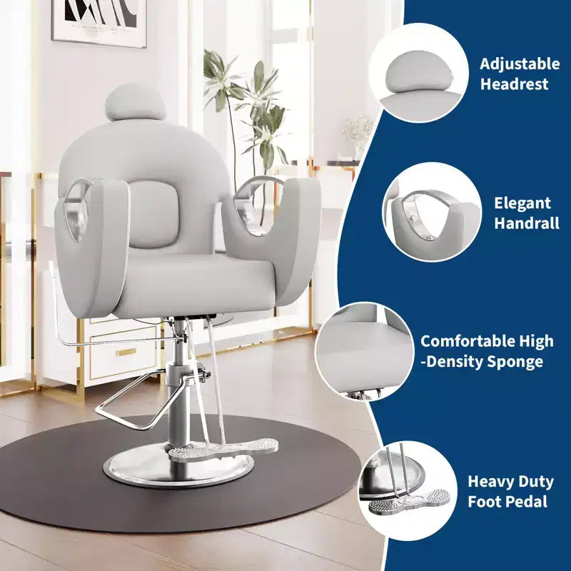 360Swivel Barber Chair Salon Chair, Height Adjustable Reclining Barber Chair, Spa Beauty Equipment, Heavy Duty Swivel Styling Chair