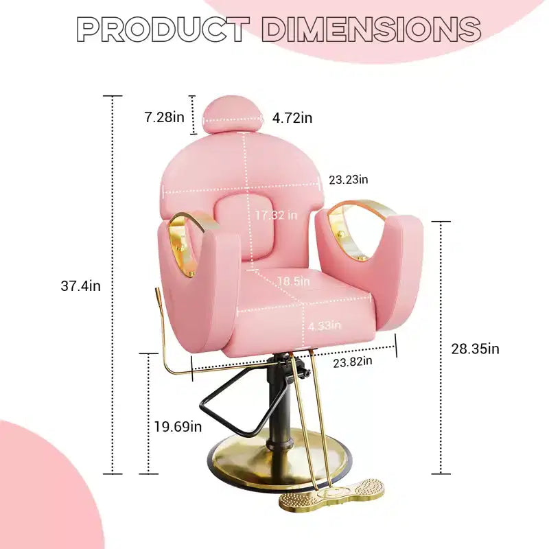 360Swivel Barber Chair Salon Chair, Height Adjustable Reclining Barber Chair, Spa Beauty Equipment, Heavy Duty Swivel Styling Chair