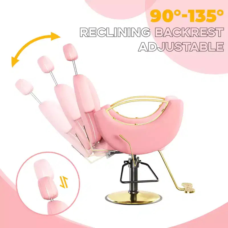 360Swivel Barber Chair Salon Chair, Height Adjustable Reclining Barber Chair, Spa Beauty Equipment, Heavy Duty Swivel Styling Chair