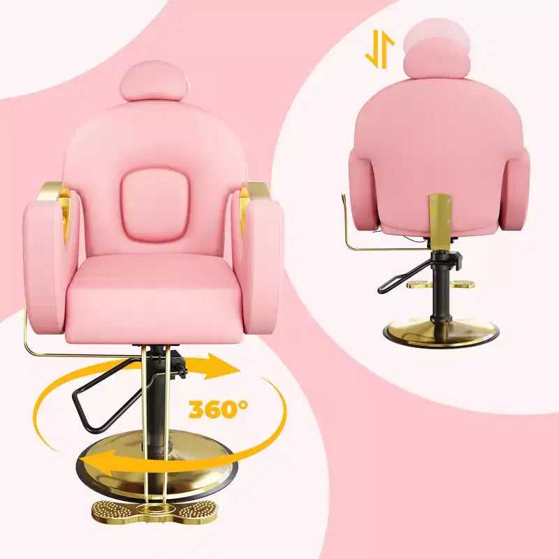 360Swivel Barber Chair Salon Chair, Height Adjustable Reclining Barber Chair, Spa Beauty Equipment, Heavy Duty Swivel Styling Chair