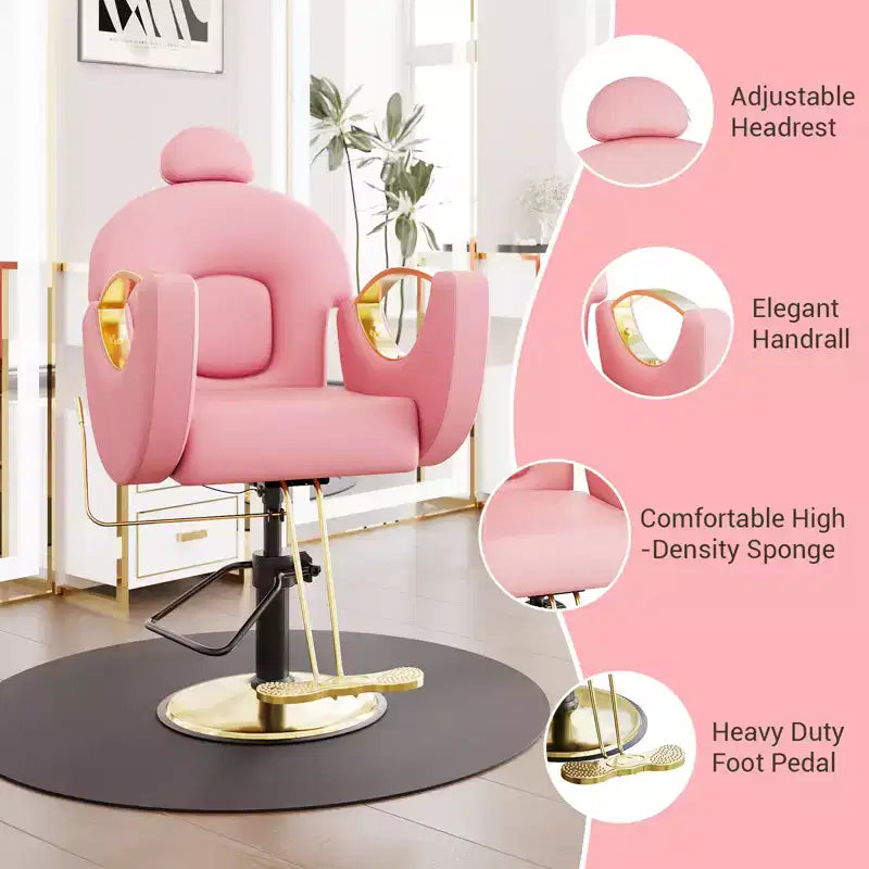 360Swivel Barber Chair Salon Chair, Height Adjustable Reclining Barber Chair, Spa Beauty Equipment, Heavy Duty Swivel Styling Chair