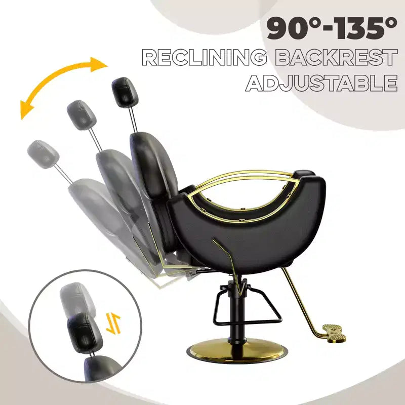 360Swivel Barber Chair Salon Chair, Height Adjustable Reclining Barber Chair, Spa Beauty Equipment, Heavy Duty Swivel Styling Chair