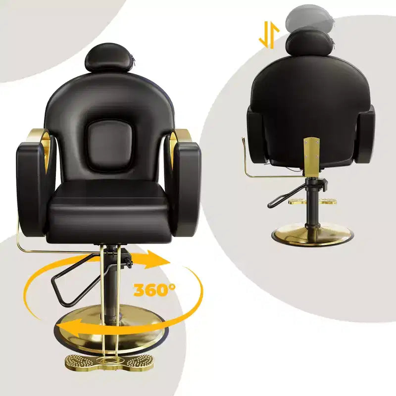 360Swivel Barber Chair Salon Chair, Height Adjustable Reclining Barber Chair, Spa Beauty Equipment, Heavy Duty Swivel Styling Chair