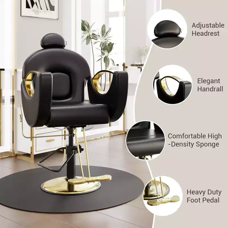 360Swivel Barber Chair Salon Chair, Height Adjustable Reclining Barber Chair, Spa Beauty Equipment, Heavy Duty Swivel Styling Chair
