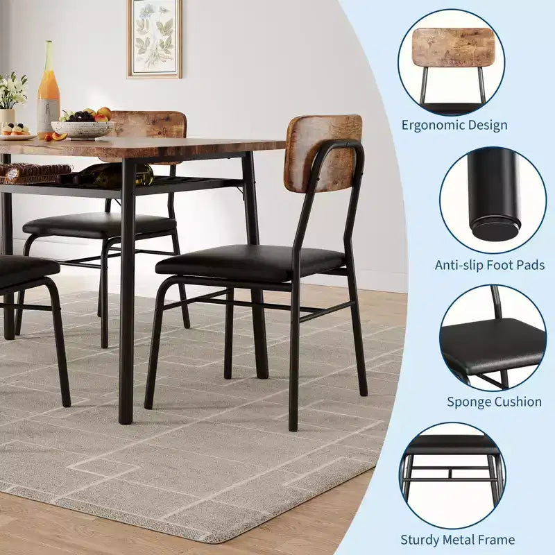 Ensemble de salle à manger 3 pièces, avec étagère de rangement et cadre en métal