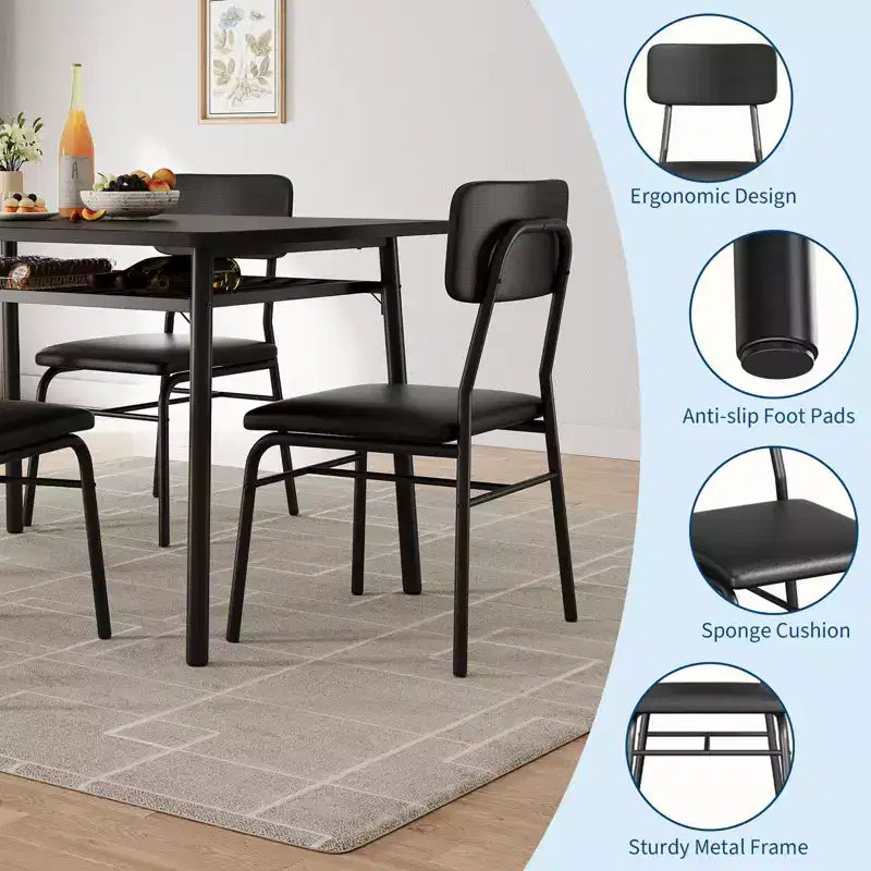 Ensemble de salle à manger 3 pièces, avec étagère de rangement et cadre en métal