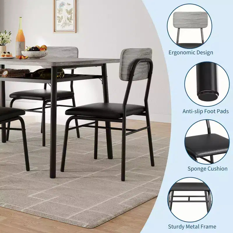Ensemble de salle à manger 3 pièces, avec étagère de rangement et cadre en métal