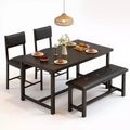 3 pcs Dining Table Set , with 2 Upholstered Chairs and Bench