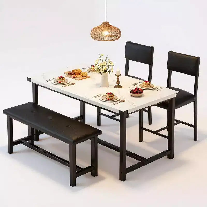 3 pcs Dining Table Set , with 2 Upholstered Chairs and Bench