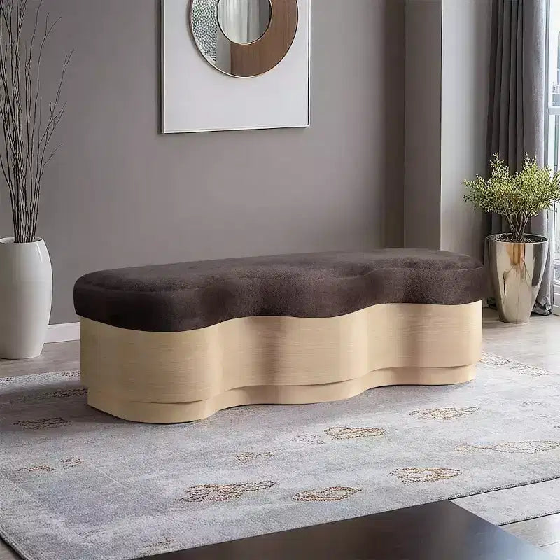 Meridian Furniture,Savoy Velour Fur Fabric Bench