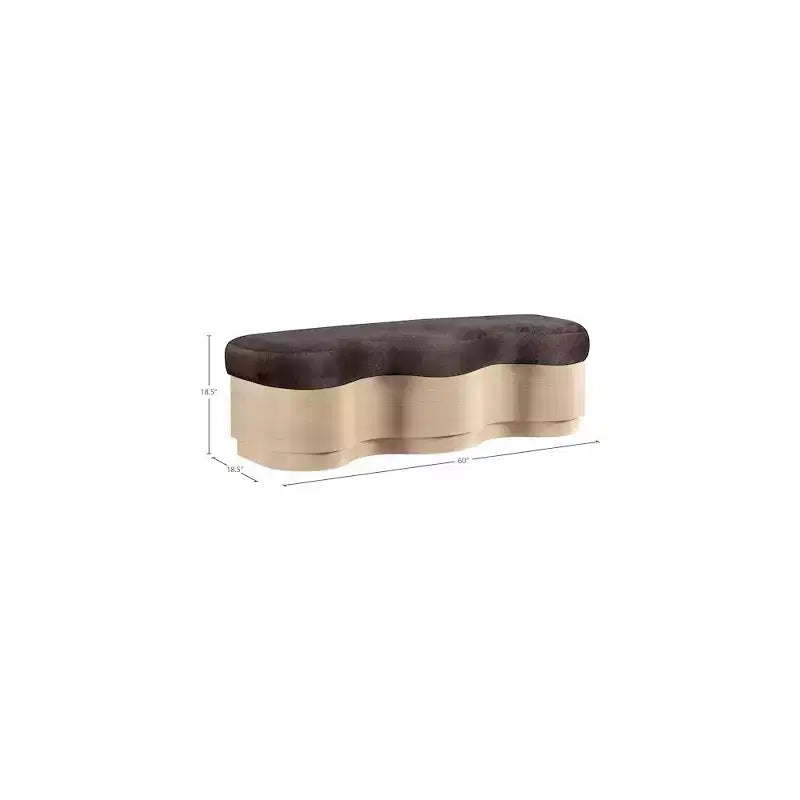 Meridian Furniture,Savoy Velour Fur Fabric Bench