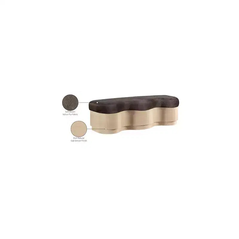 Meridian Furniture,Savoy Velour Fur Fabric Bench