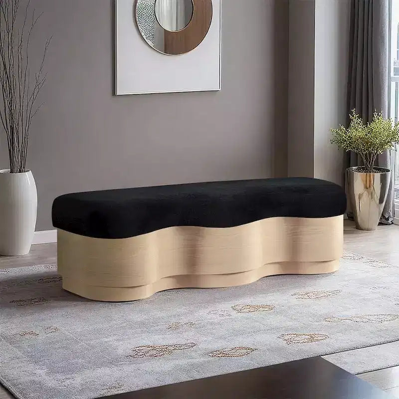Meridian Furniture,Savoy Velour Fur Fabric Bench