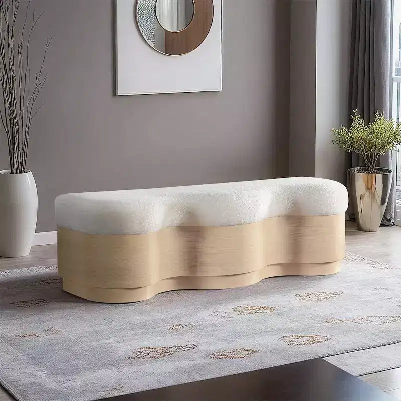 Meridian Furniture,Savoy Velour Fur Fabric Bench