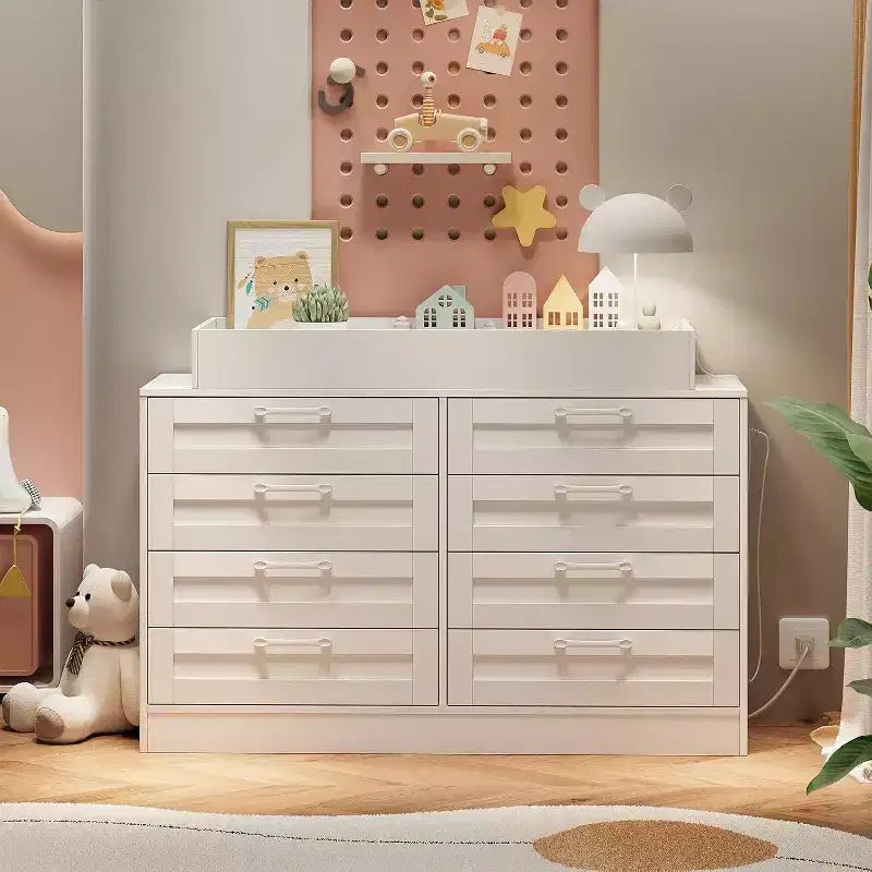 Acekool Changing Table Dresser, 8 Drawer Nursery Dresser with Removable Guardrails, Multi-Functional Baby Changing Station & Storage
