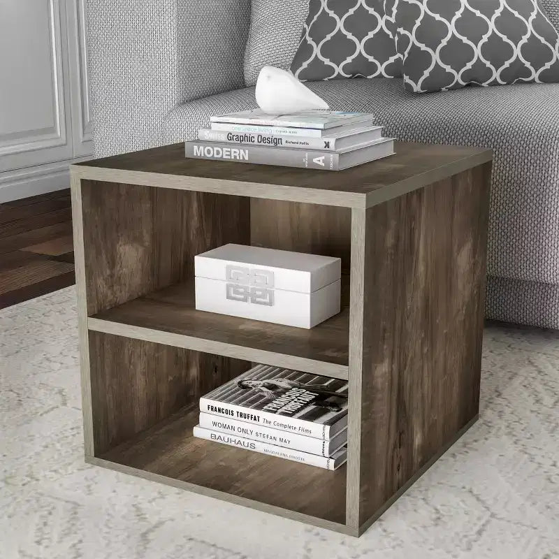 Lavish Home Modern Stackable Modular Cube End Table with Shelves