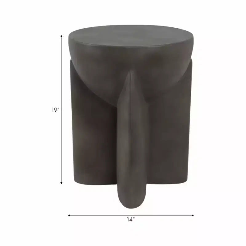 End Table, Side Table, or Small Night Stand for Home Decor - Contemporary Concrete Bedside Table with Sculpted Base for Small Spaces - 19 Gray