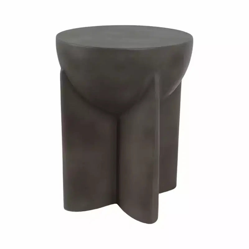End Table, Side Table, or Small Night Stand for Home Decor - Contemporary Concrete Bedside Table with Sculpted Base for Small Spaces - 19 Gray