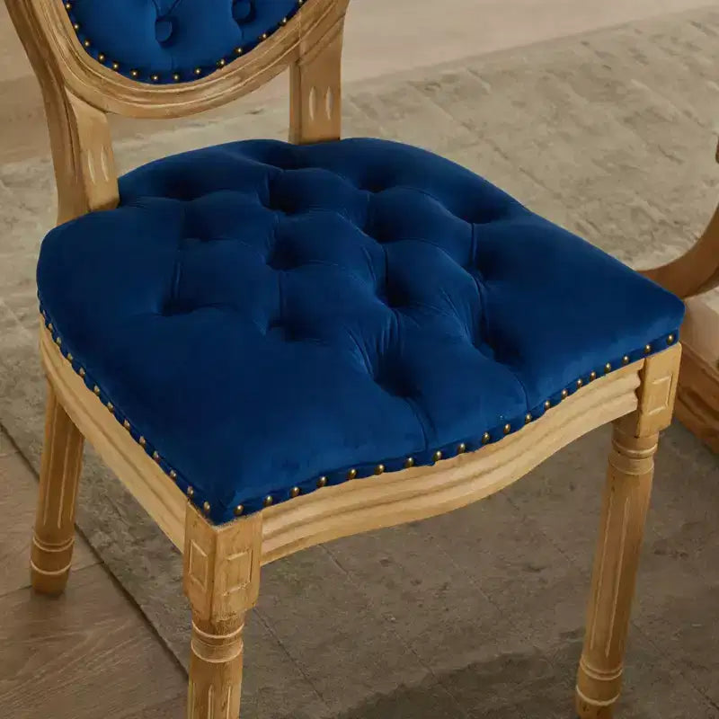 CLIHOME Set of 2 French Style Solid Wood Frame Antique Painting Accent Chairs, Modern Velvet Dining Chairs