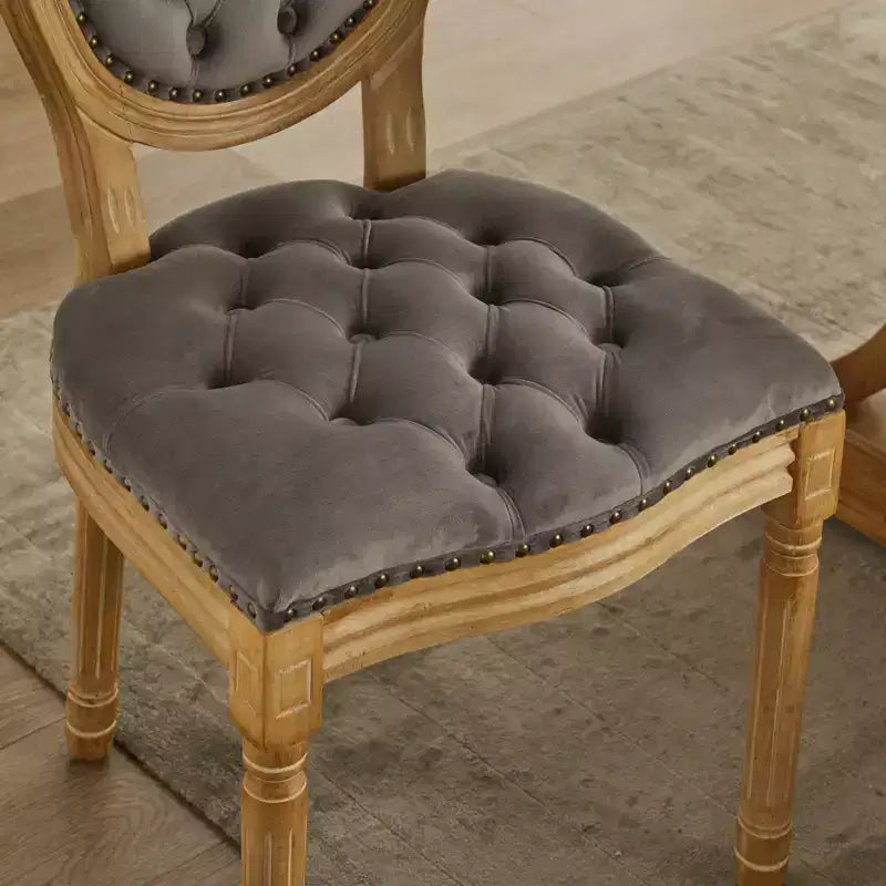 CLIHOME Set of 2 French Style Solid Wood Frame Antique Painting Accent Chairs, Modern Velvet Dining Chairs