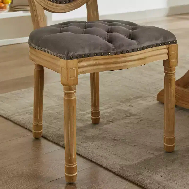 CLIHOME Set of 2 French Style Solid Wood Frame Antique Painting Accent Chairs, Modern Velvet Dining Chairs