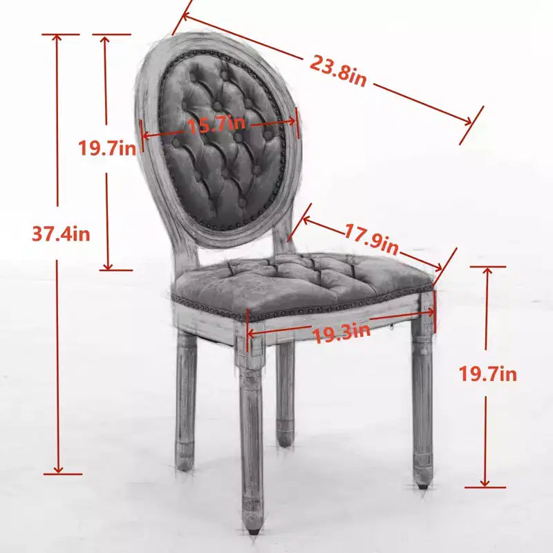 CLIHOME Set of 2 French Style Solid Wood Frame Antique Painting Accent Chairs, Modern Velvet Dining Chairs