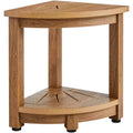 VEVOR Corner Shower Bench, 16.5 Height 12.8 Radius, Faux Wood Grain Polystyrene, 350 LBS with Storage Shelf, Water Resistant, Shower Stool, Brown