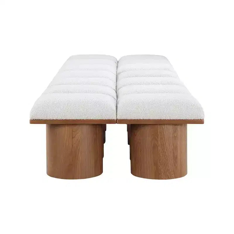 Meridian Furniture,Pavilion Cream Boucle Fabric Bench