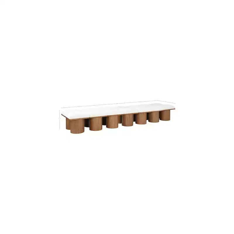 Meridian Furniture,Pavilion Cream Boucle Fabric Bench