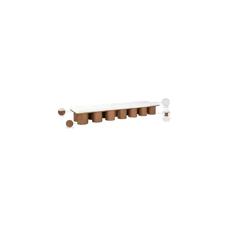 Meridian Furniture,Pavilion Cream Boucle Fabric Bench