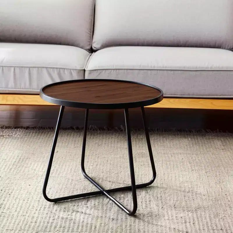 HomeRoots 24 Black Wood And Metal Round Cross Legs Coffee Table
